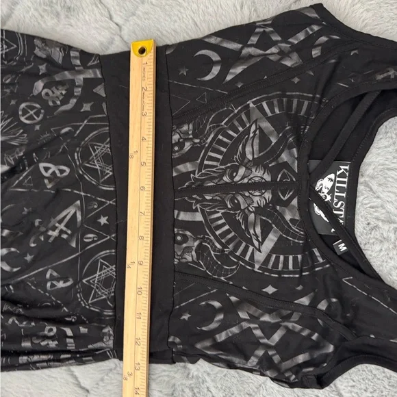 Killstar Vicky Veil Black Skater Dress Occult Print Size Medium - Picture 7 of 14